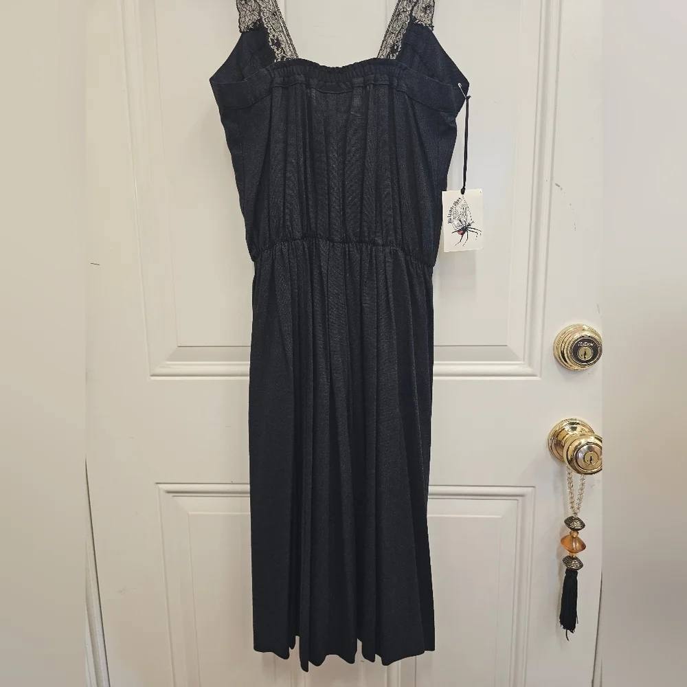 USA, handmade, black, dress recycled, lace, relax, casual, travel, office